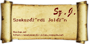 Szekszárdi Jolán névjegykártya